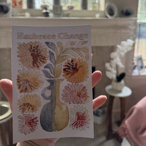 Watercolor hand painted Floral Art Print Postcard 7”x 5”